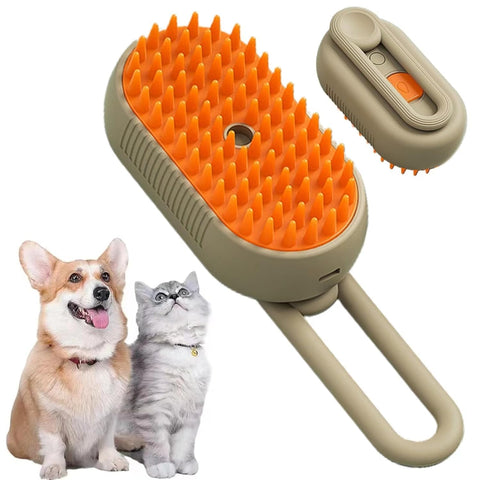 Steam Brush for Dog Cat Steam Brush 3 in 1 Water Brush for Dogs Silicone Massage Dog Comb Electric Multifunctional Water Brush Spa for Dogs USB Rechargeable Steamy Brush for Pet (brush)