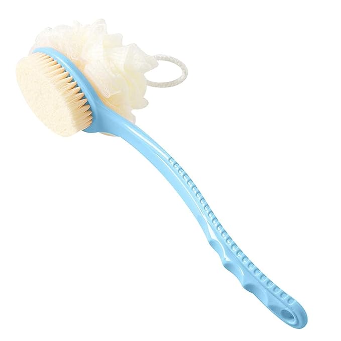 Bliss Times 2 in 1 Body Brush - Back Body Loofah Brush Curved Long Handled with Bristles Back Scrubber for Improve Skin Exfoliating Bath, Massage, Wet or Dry Brushing Back Scrubber for Shower