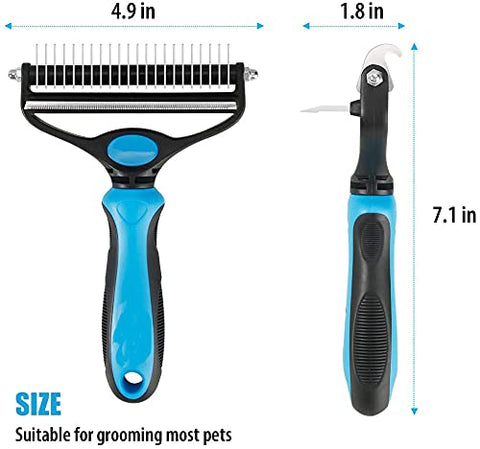 Dog Brush Dogs Comb, 2 in 1 Deshedding Tool & Dematting Undercoat Rake for Mats & Tangles Removing, Dog Grooming Kit Deshedding Comb for Dogs, Great for Short to Long Hair Small Large Breed