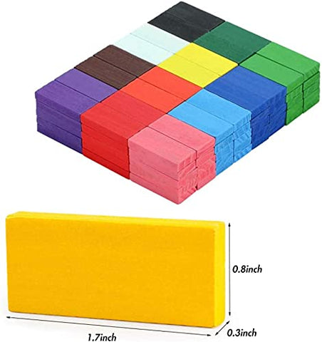 120 PCS Super Domino Blocks, 12 Colors Bulk Wooden Dominoes - Building Block Tile Game Racing Educational Toy for Kids Birthday Party Favor