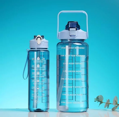 3 pcs Transparent Water Bottle with Motivational Time Marker, Leakproof Durable Sipper Water bottle for office, School, gym
