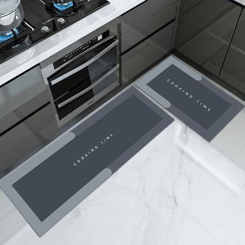 2-Pcs Kitchen Mats, Waterproof Memory Foam Kitchen Rugs, Standing Desk Mat Floor Mats, Comfort Runner Rug Carpets for Kitchen Floor, Sink (DeccoT)
