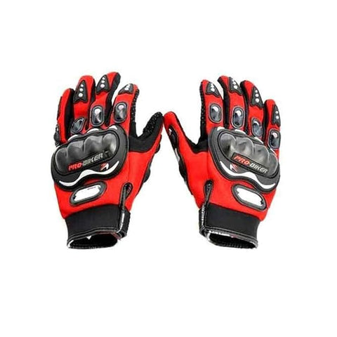 Probiker Leather Motorcycle Riding Gloves (Red, L), Motorsports, Large