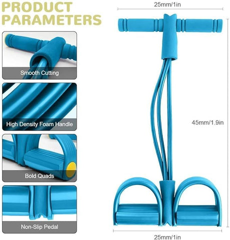 Pull Reducer Training Bands 4 Tubes Body Trimmer Pedal Exerciser Yoga Crossfit Exercise, Arm Exercise, Tummy Body Building Training Men and Womens (Pull Reducer)