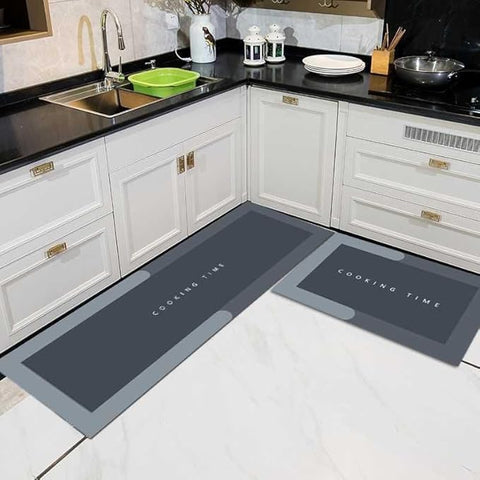 2-Pcs Kitchen Mats, Waterproof Memory Foam Kitchen Rugs, Standing Desk Mat Floor Mats, Comfort Runner Rug Carpets for Kitchen Floor, Sink (DeccoT)