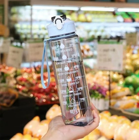 3 pcs Transparent Water Bottle with Motivational Time Marker, Leakproof Durable Sipper Water bottle for office, School, gym