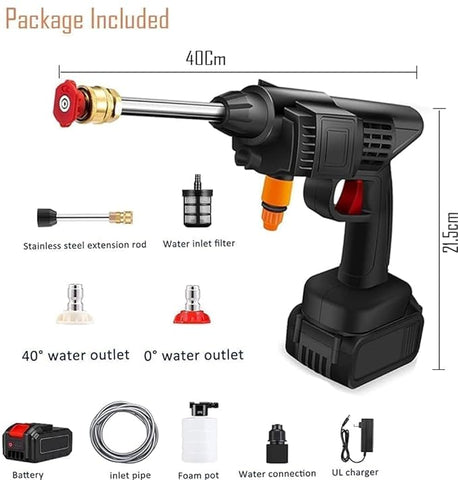 Portable Wireless Pressure Washer Gun 48V 12000mAh High Pressure Water Gun for Car Wash and Bike Cleaning with Adjustable Nozzle and 5M Hose Pipe/*-