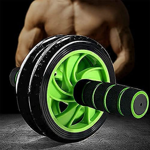 Anti Skid Double Wheel- AB Roller -for Abdominal Stomach - ab excersice equipment - abs workout equipment -with Knee Mat ab excerciser Steel Handle for men ab roller wheel