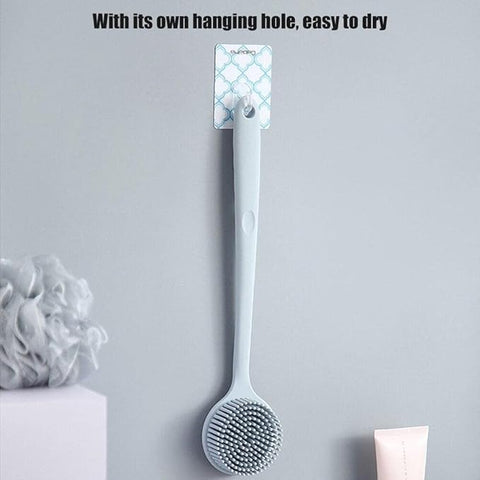 Massage Brush Bathing Brush Practical Back Cleansing Scrubber Silicone Bath Brush Multi-Function Body Long Handle Double-Sided Shower Brush Back Massage Exfoliation Wisp Body Scrub Brush