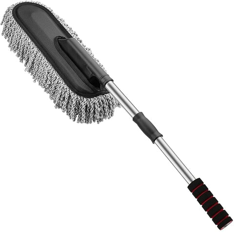 Microfiber Car Cleaning Duster with Long Handle Car Wash Brush Wet & Dry Car Duster, Car Cleaning Brush with Expandable Handle Multipurpose Dusting Brush, Car Accessories Interior