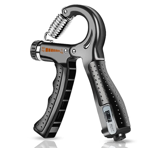 Adjustable Hand Grip Strengthener, Hand Gripper With Counter for Men & Women for Gym Workout Hand Exercise Equipment for Forearm, Finger Exercise Power Gripper - 60kg,Alloy Steel,Black