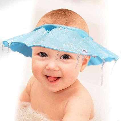Heart Home Soft EVA Foam Adjustable Baby Shower Bathing Protection Cap (Blue)-HS_38_HEARTH21342, Pack of 1