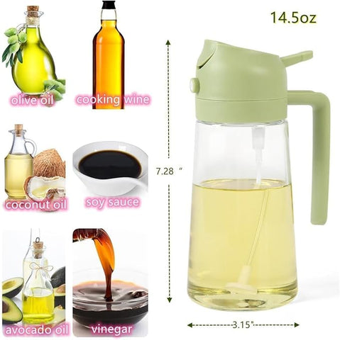 Glass Oil Sprayer And Dispenser Bottle For Kitchen,2 In 1 Olive Oil Sprayer And Dispenser,Oil Spray Bottle 500Ml For Cooking,Kitchen,Bbq, Air Fryer, Salad, Frying, Baking Oil Spray Bottle