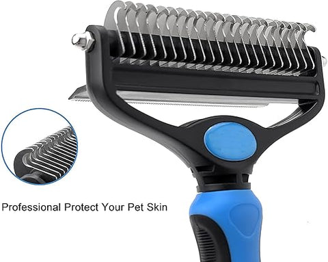 Dog Brush Dogs Comb, 2 in 1 Deshedding Tool & Dematting Undercoat Rake for Mats & Tangles Removing, Dog Grooming Kit Deshedding Comb for Dogs, Great for Short to Long Hair Small Large Breed