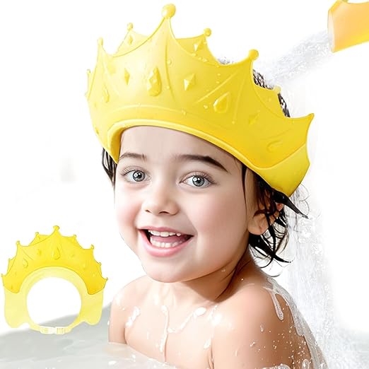 Baby bath Shower Cap,Bath Visor hat for Eye and Ear wash Protection,Adjustable Silicone Bathing Crown Waterproof Shampoo hat for Washing Hair, Shower Bathing Protection Bath Cap for Toddler, Baby, Kids, Children
