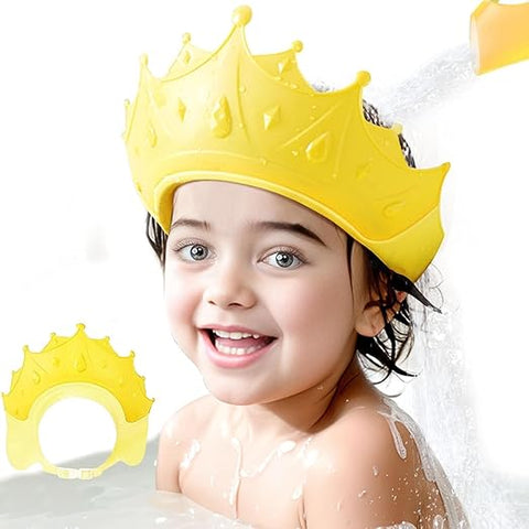Baby bath Shower Cap,Bath Visor hat for Eye and Ear wash Protection,Adjustable Silicone Bathing Crown Waterproof Shampoo hat for Washing Hair, Shower Bathing Protection Bath Cap for Toddler, Baby, Kids, Children