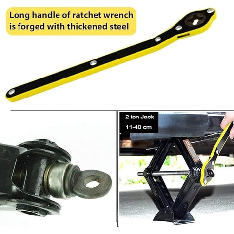 Labor Saving Hand Car Jack Wrench/Wrench/Jack Ratchet Wrench for Car, Long Handle for Scissor Jack, Positive and Reversal Knob Design (Jack Wrench Ratchet)