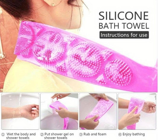 Silicone Body Back Scrubber, Double-Sided Exfoliating Bath Brush
