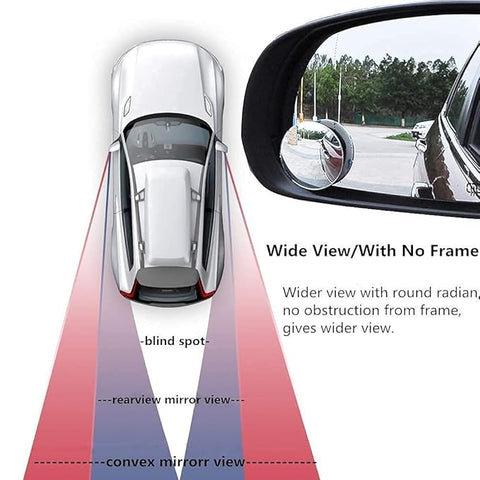 CarFrill HD Glass Frameless Round Convex Rear View Blind Spot Mirror Cars/Trucks/Vans (2") -Pack of 2