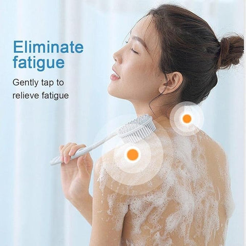 Massage Brush Bathing Brush Practical Back Cleansing Scrubber Silicone Bath Brush Multi-Function Body Long Handle Double-Sided Shower Brush Back Massage Exfoliation Wisp Body Scrub Brush