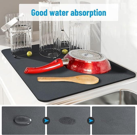 Kitchen Utensil Dish Drying Mat | Quick Dry Water Absorbent mat | Placemat for Dish Drying with Non-Slip Rubber Backed | Super Draining Mat for Kitchen (1)