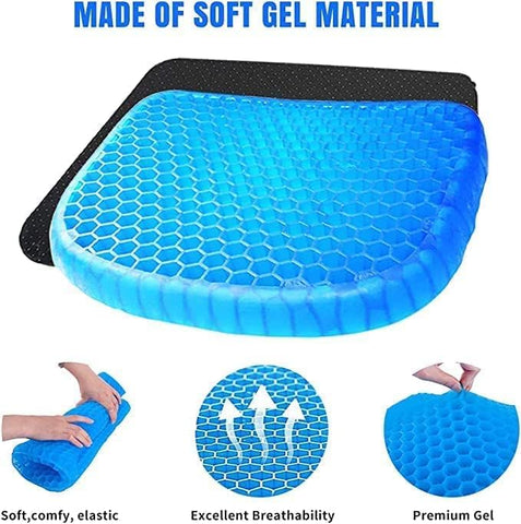 Egg Gel Seat Cushion Ergonomic Breathable Design Pressure Relief Sitter Tailbone Pain Sciatica Pain Back Pain Silicon Seater Cushion Chair Pad with Non-Slip Cover for Home Office