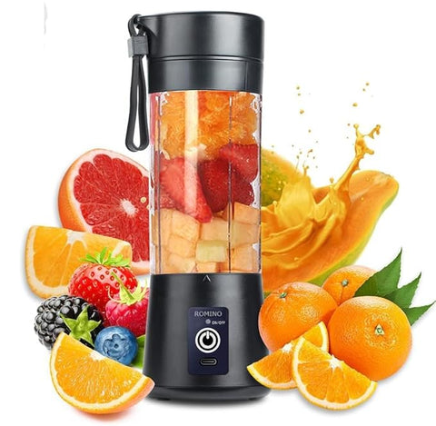 Juicer Mixer Blender For Smoothies & Juices, Rechargeable 6 Blades Mini Bottle Juicer Blender Smoothie Shaker, Electric Travel Juice Maker Fruits Juice Grinder 380ml(Multi), 200 Watts