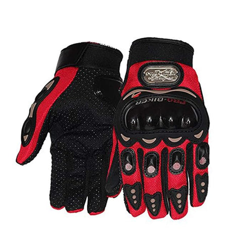 Probiker Leather Motorcycle Riding Gloves (Red, L), Motorsports, Large