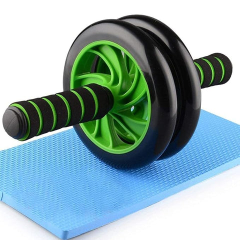 Anti Skid Double Wheel- AB Roller -for Abdominal Stomach - ab excersice equipment - abs workout equipment -with Knee Mat ab excerciser Steel Handle for men ab roller wheel