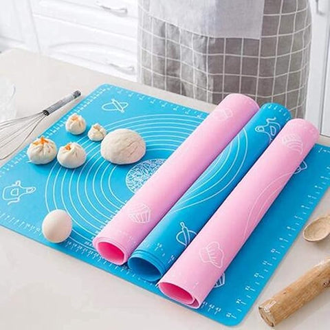 Silicon Roti mat Baking Mat Chapati Atta Kneading Mat Non-Stick Fondant Rolling Mat Stretchable for Kitchen Roti Chapati Cake Blue Color(50 * 40 cm)