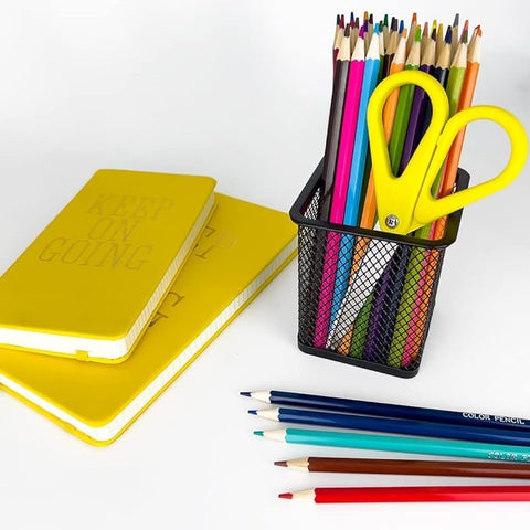 Mesh Pencil Holder Square Pen Cups For Desk Organizer Classroom Organization Pencil Holders Wire Makeup Brush Holders For Desk Office Supplies -4Pcs,Black