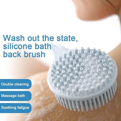 Massage Brush Bathing Brush Practical Back Cleansing Scrubber Silicone Bath Brush Multi-Function Body Long Handle Double-Sided Shower Brush Back Massage Exfoliation Wisp Body Scrub Brush