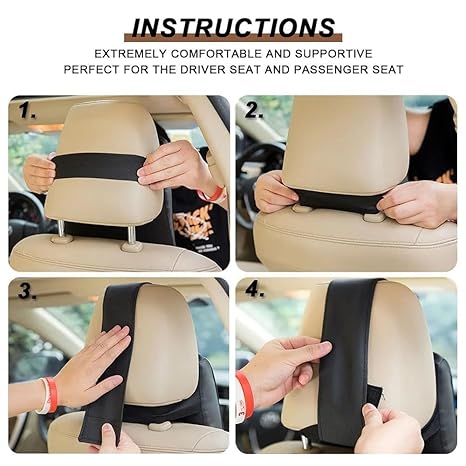 Car Neck Rest Pillow | 2 Years Warranty | Memory Foam Neck Pillow for Car, Car Seat Head Rest Cushion for Neck & Cervical Support - Relieves Pain (Large, Black, Pack of 1)