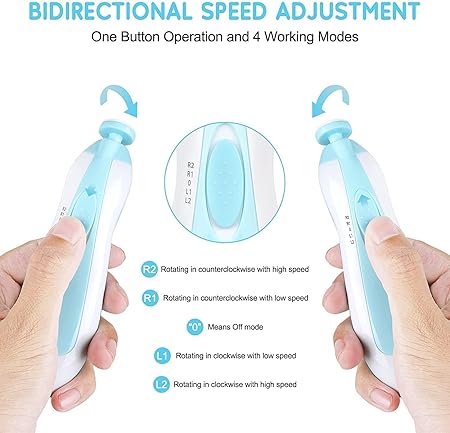 Baby Nail Trimmer New Born with Lights | Electric Baby Nail Cutter 0-6 Months with Multiple Filer Heads Adjustment | New Born Baby Products, Pack of 1