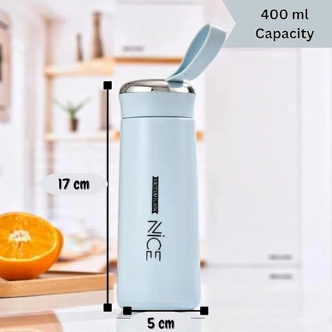Nice Premium Glass & Plastic Water Bottle – 400ml Leak-Proof, Portable & Stylish Travel Flask for Hot & Cold Beverages – Durable & Eco-Friendly (Multiple Colors)