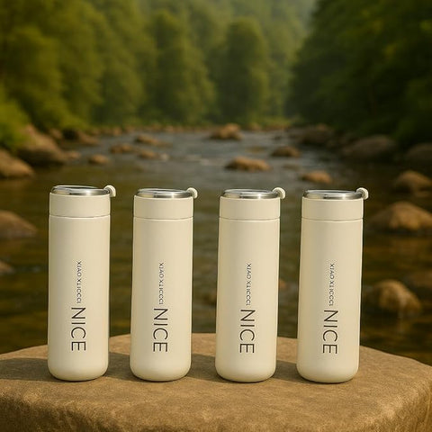 Nice Premium Glass & Plastic Water Bottle – 400ml Leak-Proof, Portable & Stylish Travel Flask for Hot & Cold Beverages – Durable & Eco-Friendly (Multiple Colors)