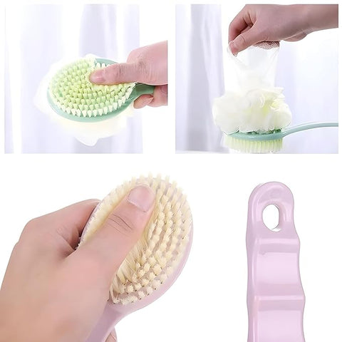 Bliss Times 2 in 1 Body Brush - Back Body Loofah Brush Curved Long Handled with Bristles Back Scrubber for Improve Skin Exfoliating Bath, Massage, Wet or Dry Brushing Back Scrubber for Shower