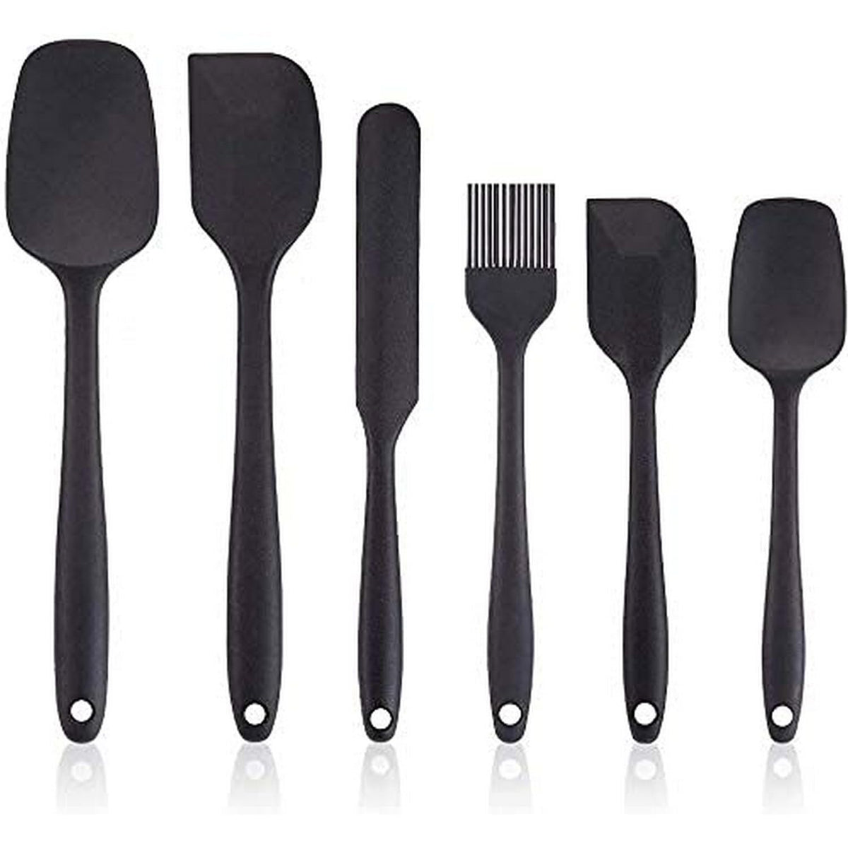 6 PIS Silicone Kitchen Spatula Black and red