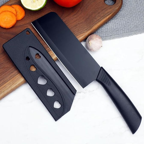 Stainless Steel 3 Pieces Professional Kitchen Knife Set/Meat Knife/Chef Knife with Non-Slip Handle Sharp Manual Sharpening for Home Kitchen & Restaurant(Black)