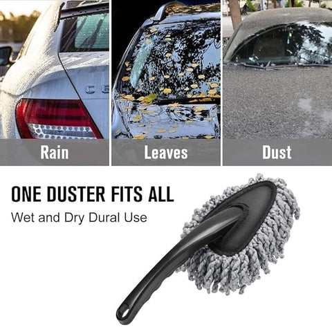 Super Soft Microfiber Car Cleaning Brush - Ideal Mop Duster, Exterior Duster with Handle Multipurpose Dust Cleaner for Home,Car, Kitchen & Computer Small Washable Mini Exteriors and Interiors