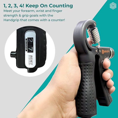 Adjustable Hand Grip Strengthener, Hand Gripper With Counter for Men & Women for Gym Workout Hand Exercise Equipment for Forearm, Finger Exercise Power Gripper - 60kg,Alloy Steel,Black