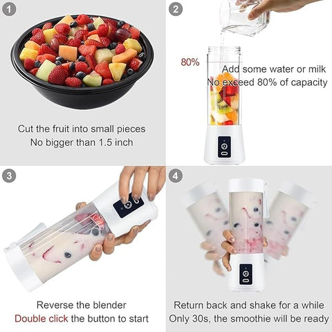 Juicer Mixer Blender For Smoothies & Juices, Rechargeable 6 Blades Mini Bottle Juicer Blender Smoothie Shaker, Electric Travel Juice Maker Fruits Juice Grinder 380ml(Multi), 200 Watts