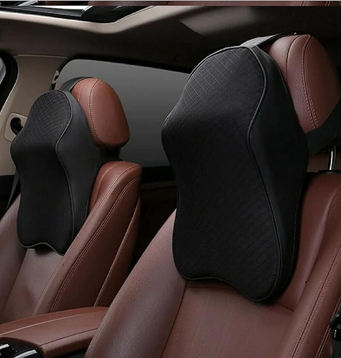 Car Neck Rest Pillow | 2 Years Warranty | Memory Foam Neck Pillow for Car, Car Seat Head Rest Cushion for Neck & Cervical Support - Relieves Pain (Large, Black, Pack of 1)