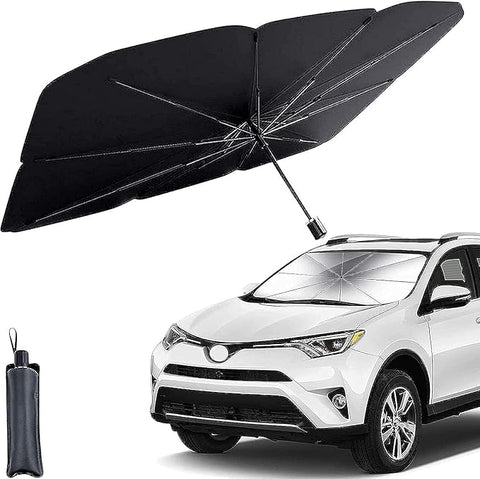 Car Sun Shade Windshield Cover, Umbrella Windshield Sun Shades for Car Front Window，Sun Protection & Heat Insulation Foldable, Full Cover Sun Shade for Most Vehicles (Z Black)