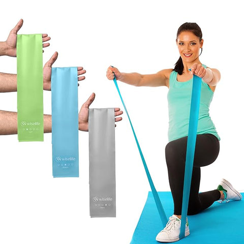 Professional Latex Resistance Thera Band - (Set of 3) | 48x4 inch |100% Natural | for Warm-Up, Stretching, Cardio, Strength Training, Home Fitness, Exercise, Gym Workout,& Yoga