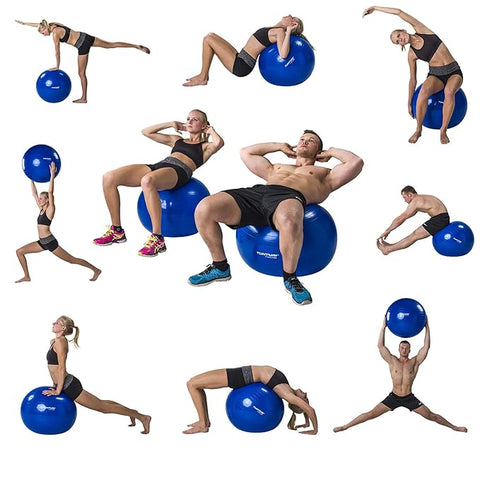 Anti Burst Exercise Gym Ball with Pump Anti-Slip Balance Stability Ball Yoga Ball Extra Thick Swiss Birthing Exercise Ball for Home 75 CM (Multi Color)