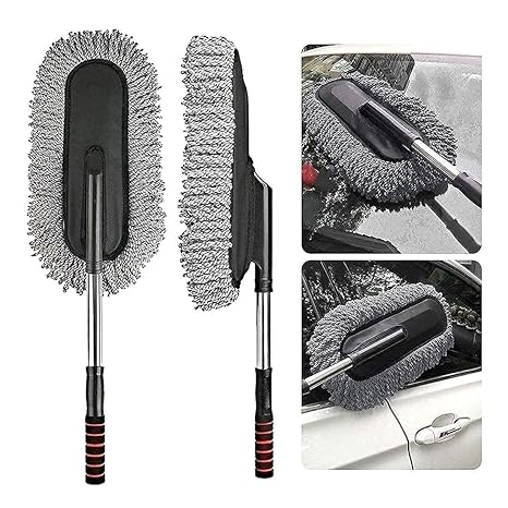 Microfiber Car Cleaning Duster with Long Handle Car Wash Brush Wet & Dry Car Duster, Car Cleaning Brush with Expandable Handle Multipurpose Dusting Brush, Car Accessories Interior