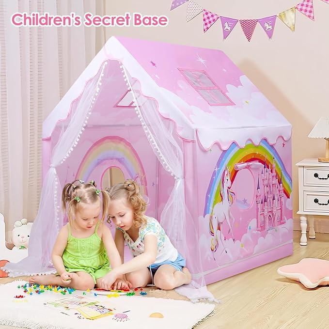 Light Weight Kids Play Tent House for 3-8 Year Old Kids Girls and Boys (1-Rainbow)