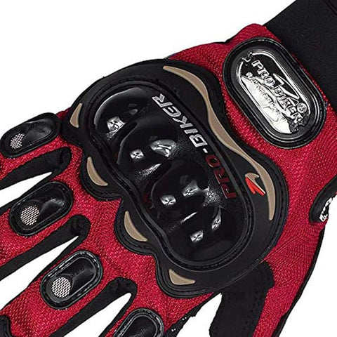 Probiker Leather Motorcycle Riding Gloves (Red, L), Motorsports, Large