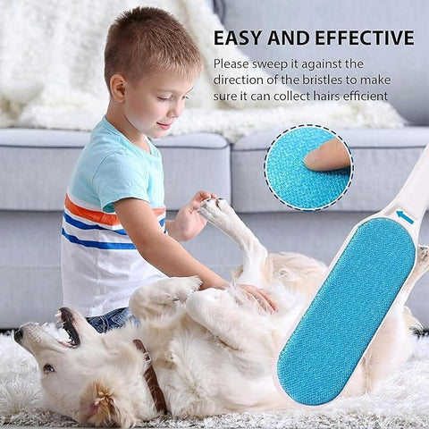 Pet Hair Remover with Self-Cleaning Base - Reusable & Portable Pet Hair Remover Brush for Clothes, Furniture, and Car | No Sticky Paper, Easy-to-Use, Lightweight
